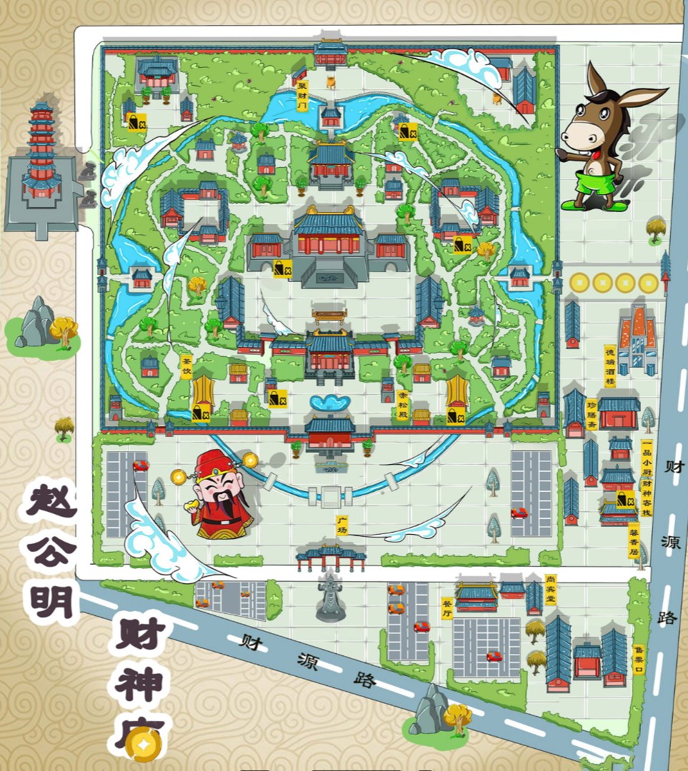 霍林郭勒寺庙类手绘地图